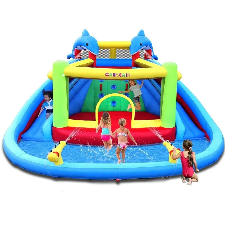 Causeair Inflatable Bounce House with Slide, Splash Pool, Double Cannon, Heavy-Duty Blower, Water... | Walmart (US)