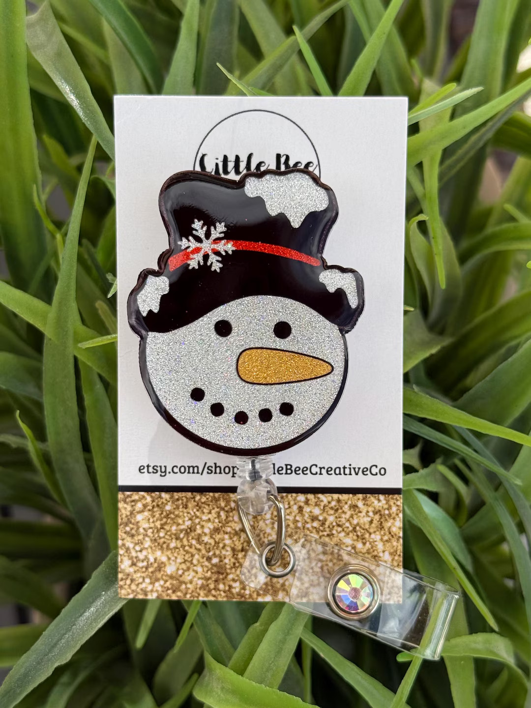 Glitter Snowman Head Badge Reel, Interchangeable Christmas Badge - Etsy | Etsy (US)