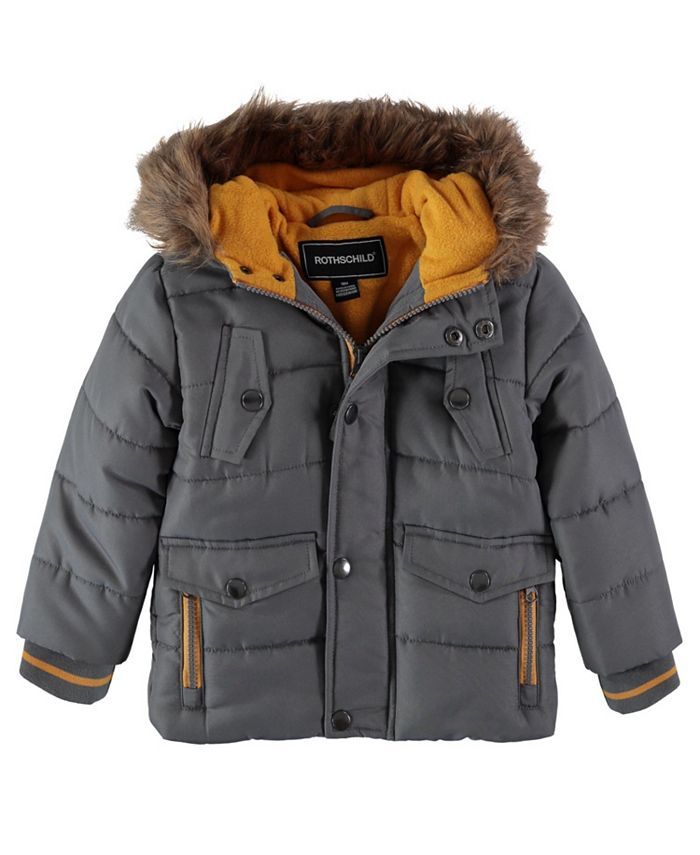 S Rothschild & CO Baby Boys Multi Pocket Parka Jacket with Faux Fur Hood & Reviews - Coats & Jack... | Macys (US)