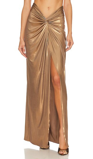 Twist Sarong Skirt in Pale Gold | Revolve Clothing (Global)