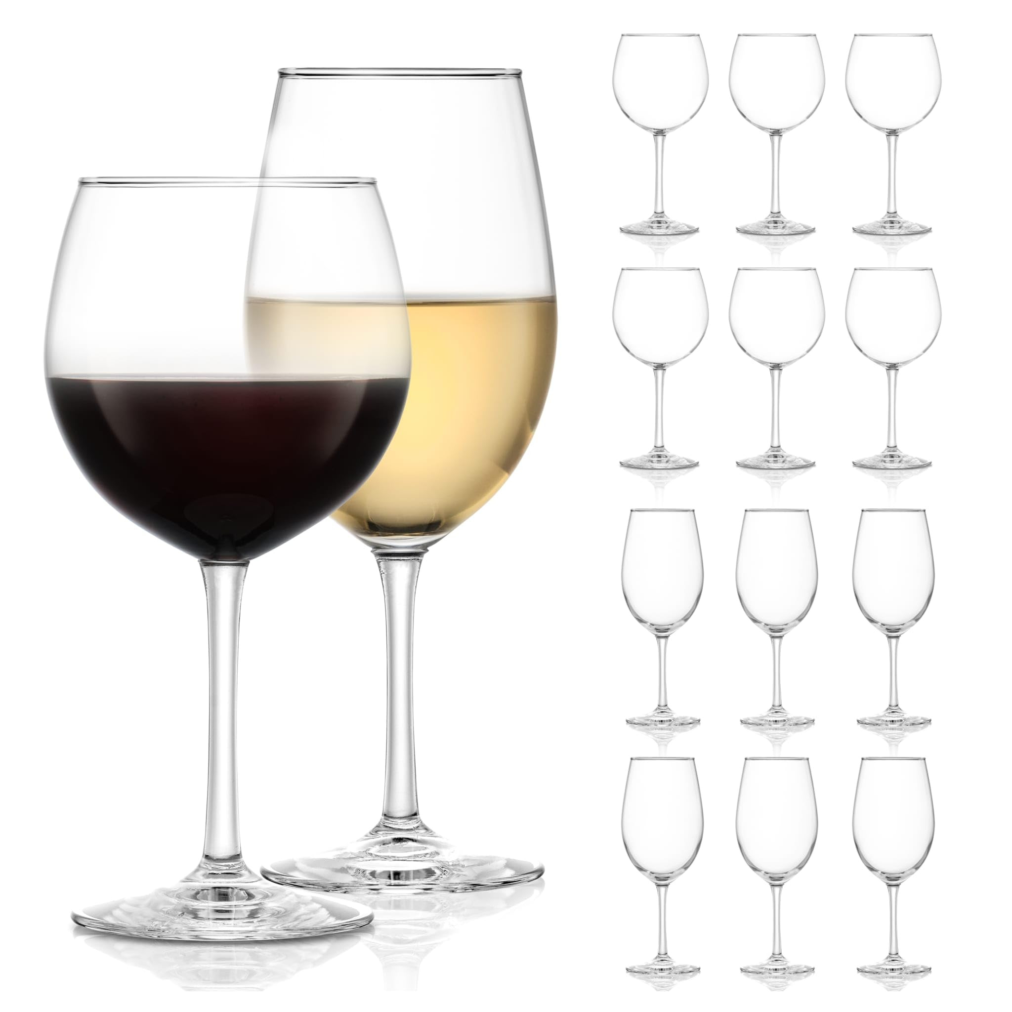 Libbey Vineyard Reserve Wine Glass Set of 12, Red and White Clear Wine Glasses, Merlot, Bordeaux,... | Amazon (US)