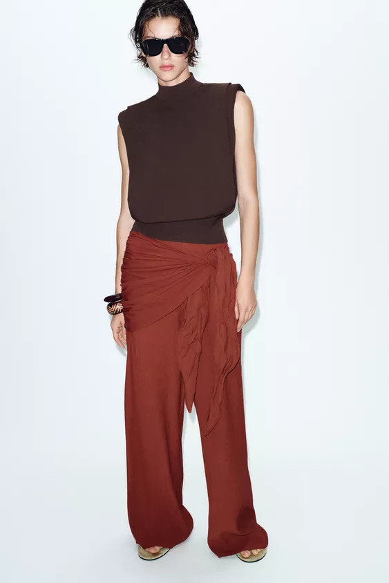 WIDE-LEG TROUSERS WITH SCARF | Zara UK