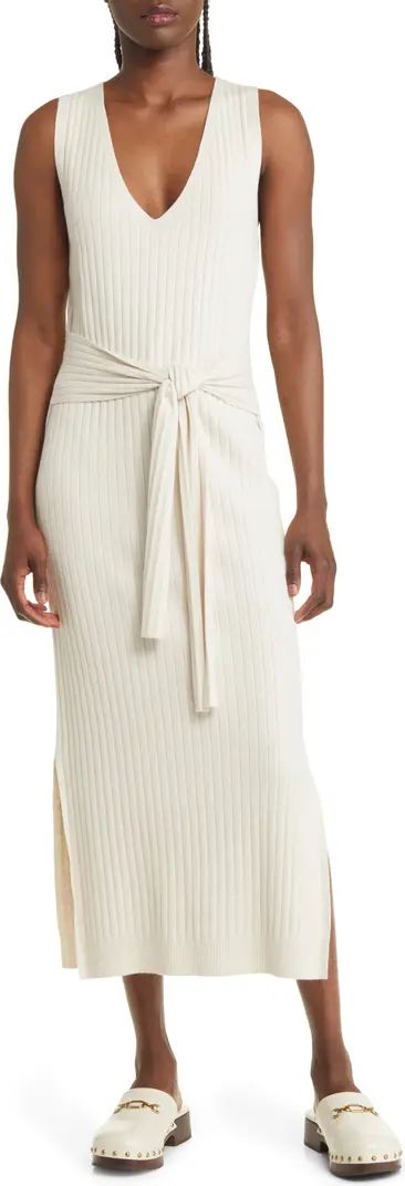 Tie Waist Sleeveless Rib Sweater DressTREASURE & BOND | Nordstrom