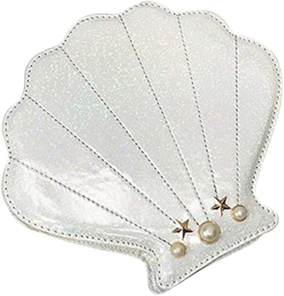 Hologram Laser Shell Shoulder Bags Pearl Cross-body Chain Purse Bags for Womens | Amazon (US)