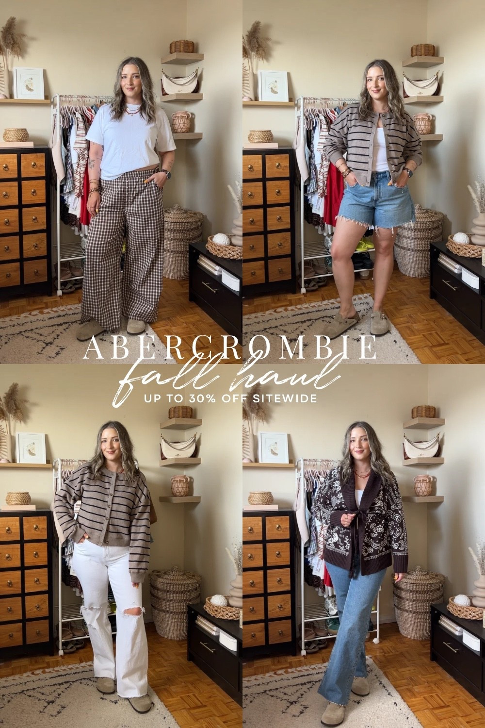 Abercrombie fall try on haul!
Striped sweatshirt cardigan - L
Both pairs of jeans - 30 regular length (I’m 5’8, but my height is in my torso and these run a bit long)
Bandana print cardigan - L
Bra free tank top - M
Plaid pants - M
Denim shorts - sized up to 32 for a really baggy fit
White tee - old from Abercrombie, linked similar

#LTKfall #LTKsale #LTKjeans