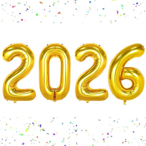 2026 Balloons 16 Inch Gold 2026 Number Balloons New Years Balloon for New Year Decorations 2026 New Years Eve Party Supplies Christmas Birthday Graduations | Amazon (US)