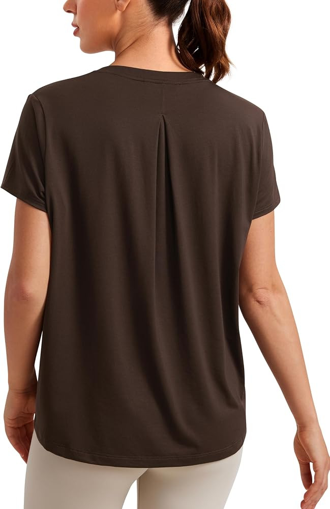 CRZ YOGA Short Sleeve Yoga Tops for Women Soft Loose Casual Flowy Shirts Crew Neck Workout Basic ... | Amazon (US)