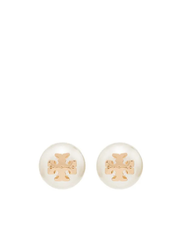 Tory Burch logo-plaque Pearl Stud Earrings | Gold | FARFETCH | Farfetch Global
