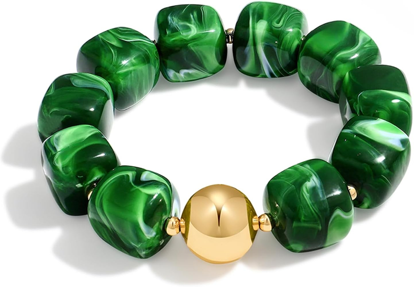 Multicolor Chunky Beaded Bracelet for Women Bold Acrylic Resin Stretch Bracelet Summer Beach Stat... | Amazon (US)