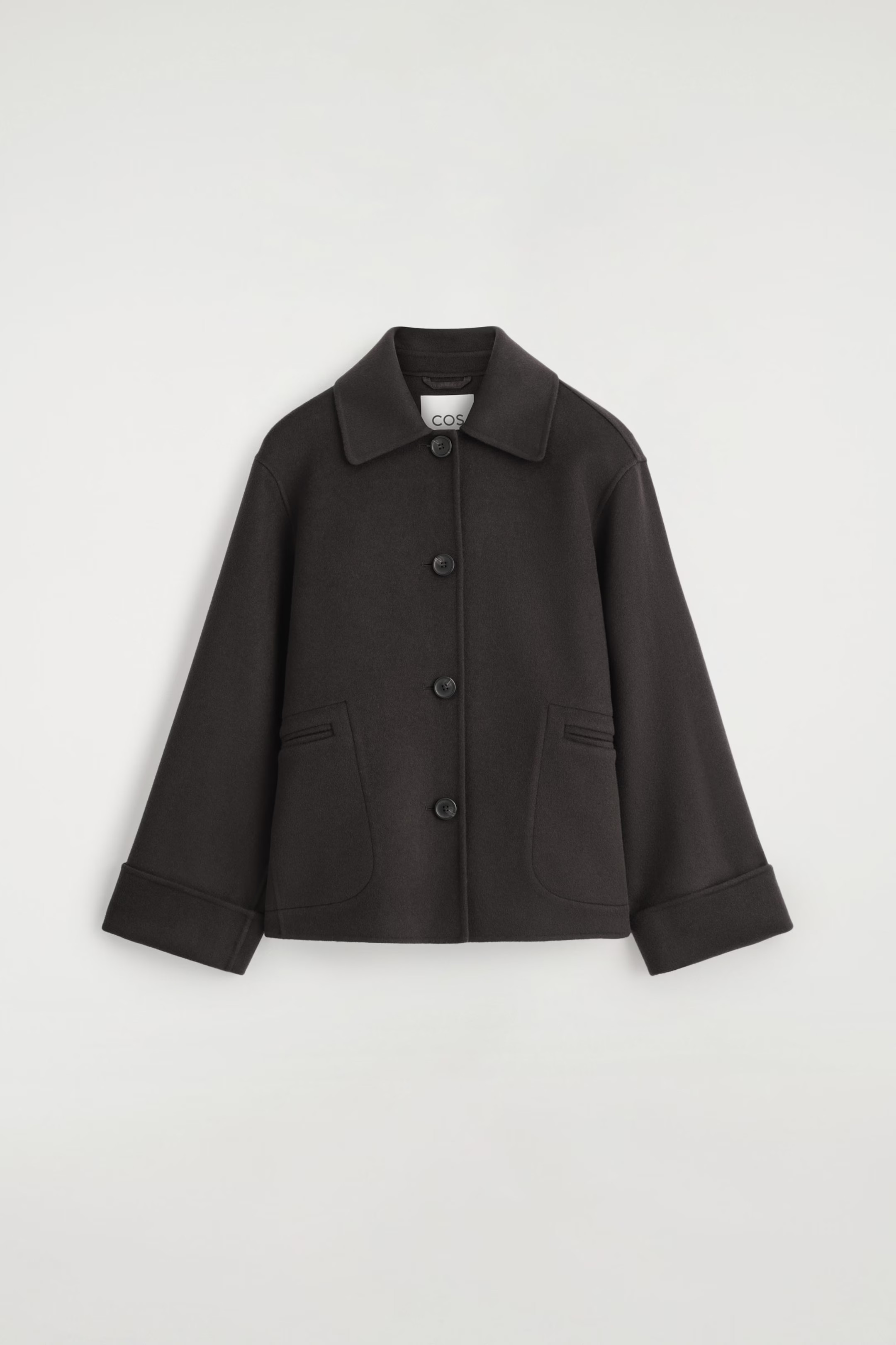 DOUBLE-FACED WOOL SHORT JACKET - DARK BROWN | COS AU | COS (AU)