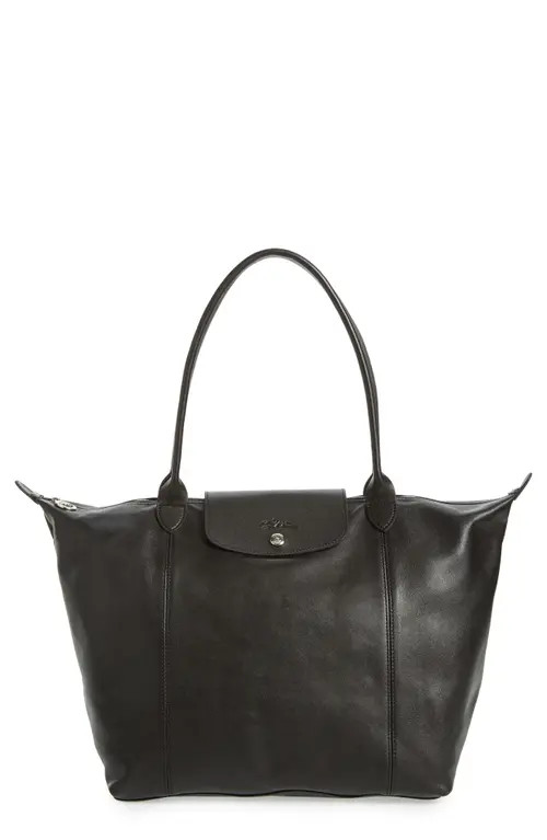Longchamp Le Pliage Cuir Leather Tote in Black at Nordstrom | Nordstrom