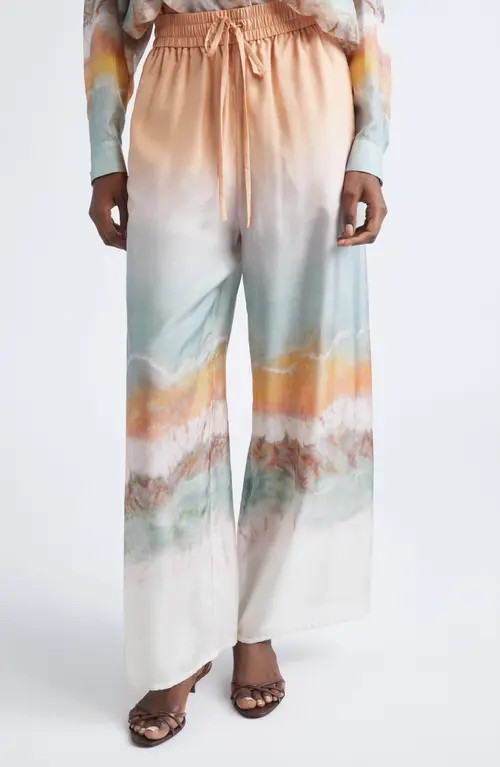 Zimmermann Daylight Relaxed Silk Pants in Tie Dye at Nordstrom, Size 4 | Nordstrom