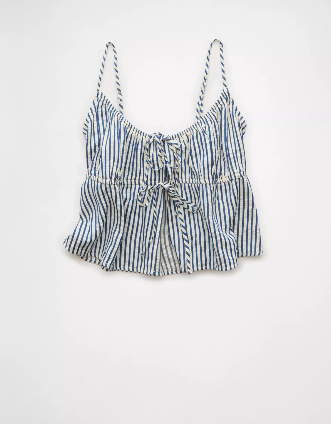 AE Tie Front Seersucker Cami | American Eagle Outfitters (US & CA)
