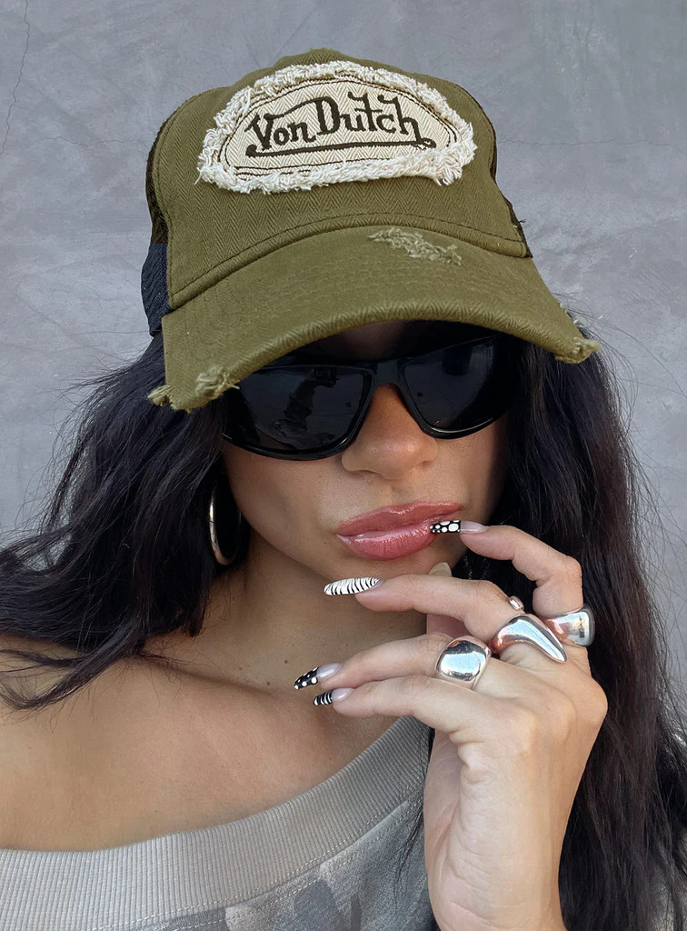 Von Dutch Denim Trucker Hat Vintage Green | Princess Polly US