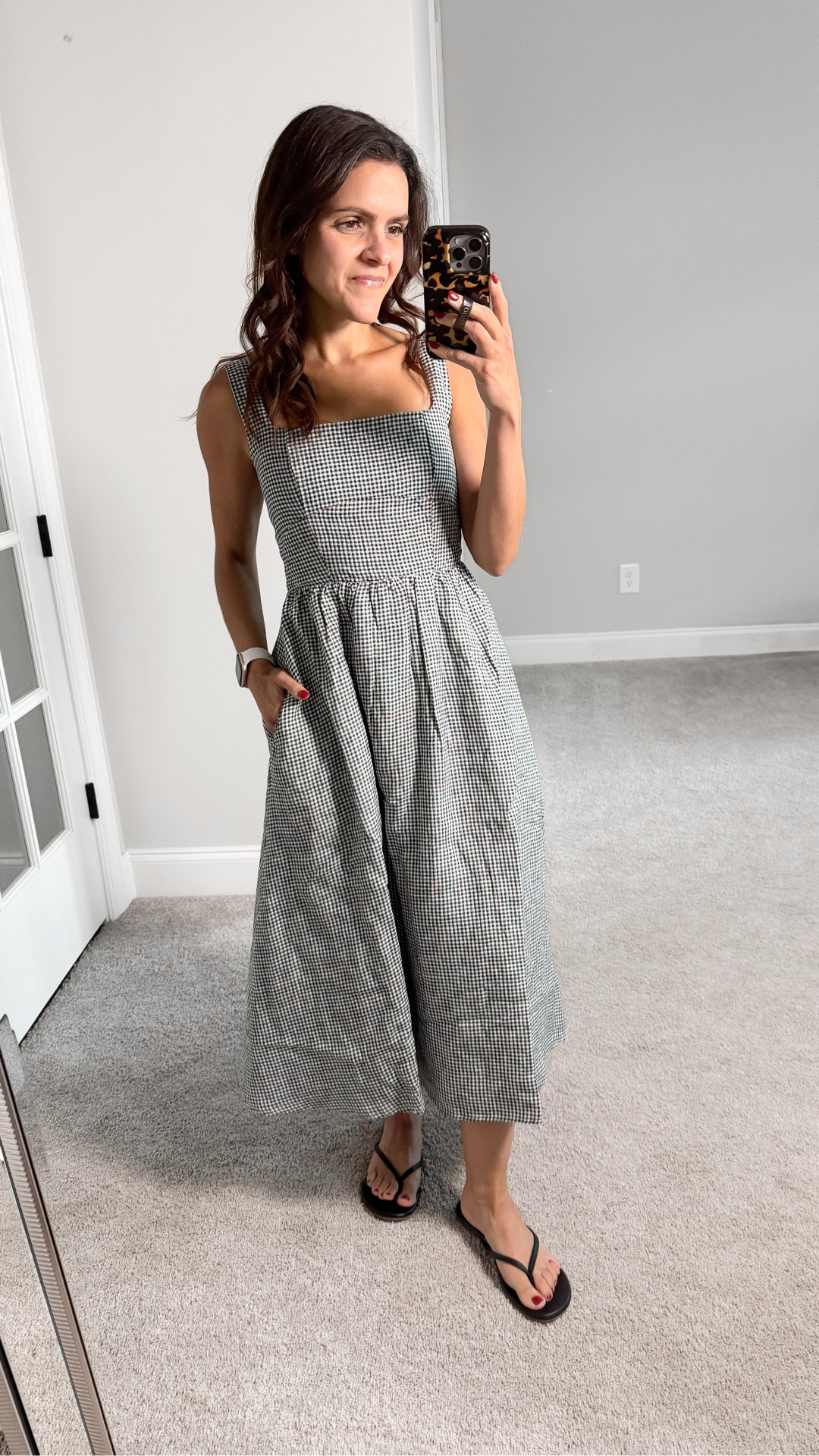 Cutest gingham a-line midi dress from Quince! Wearing XS 

#LTKStyleTip