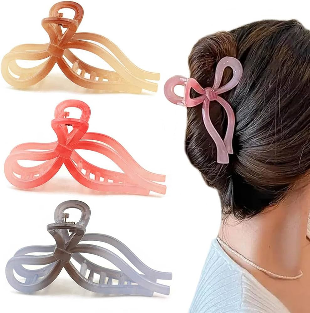 Bow Hair Clips, 2.4inch x 4.33inch, for Thick and Curly Hair, Nonslip Hair Claw Clips Strong Hold... | Amazon (US)