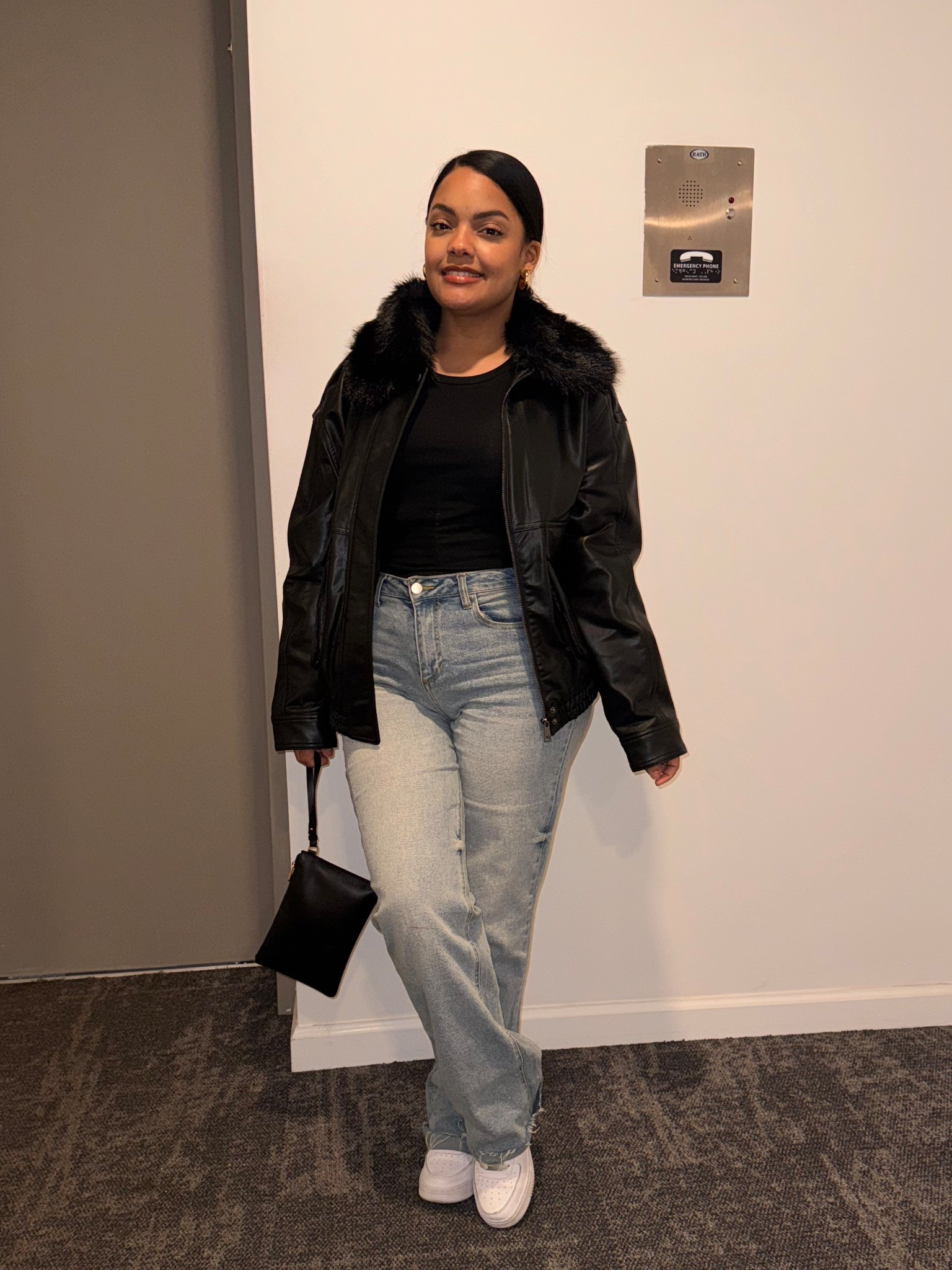 Church outfit. Pants from Fashion Nova, Leather Jacket and long sleeve bodysuit from ZARA. Purse Salvatore Ferragamo 

#LTKootd #LTKPetite #LTKBeauty