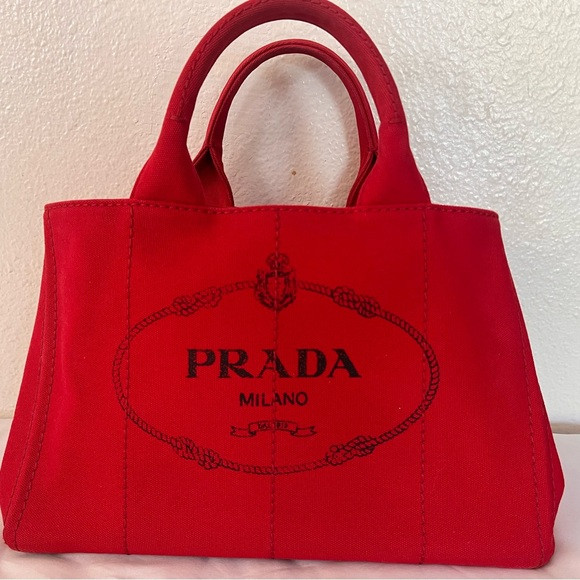 Prada Red Canvas Tote | Poshmark