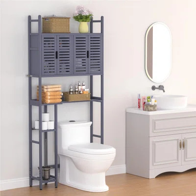 Bamboo Above Toilet Storage Cabinet With Four Doors And Waterproof Feet, Anti-Tip Design | Wayfair North America