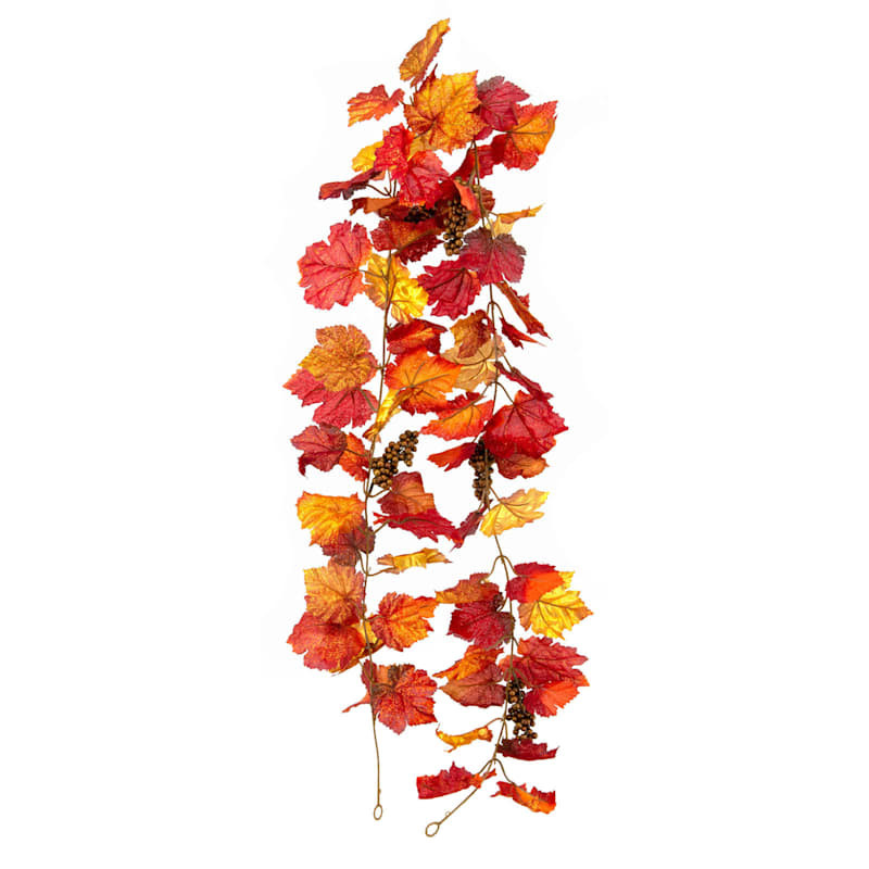 Orange Grape Leaf & Berry Spray Garland, 6' | At Home