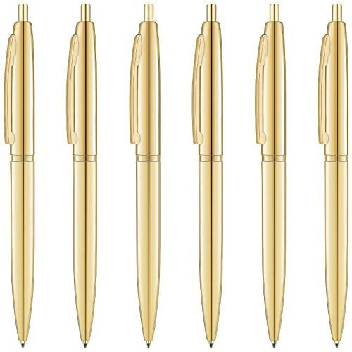 Unibene 6 Pack Gold Click Ballpoint Pens - Black ink Medium Point(1 mm), Metallic Retractable Pen Nice Gift for Business Office Students Teachers Wedding Christmas | Amazon (US)