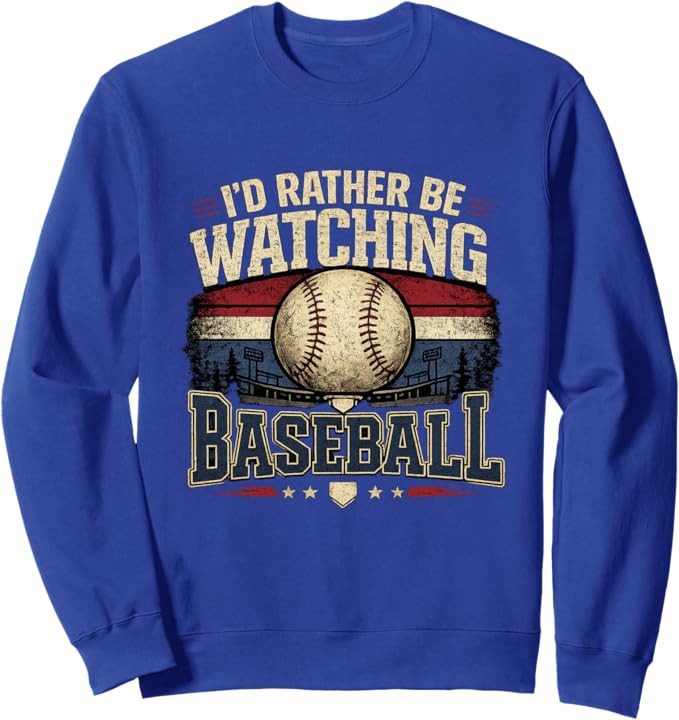 I’d Rather Be Watching Baseball Vintage Retro Graphic Sweatshirt | Amazon (US)