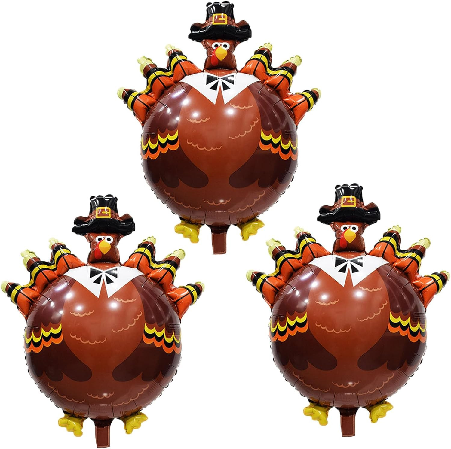 Turkey Balloons Thanksgiving Foil Balloons for Turkey Themed Party Decoration Supplies Fall Harvest Thanksgiving Birthday Decoration Decor Ballons Arch Kits Party Balloon Set 3pcs | Amazon (US)