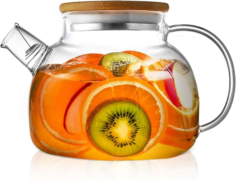 Glass Teapot Stovetop Safe, 1000ml (34 OZ) Borosilicate Glass Tea Pot with Removable Filter & Bam... | Amazon (US)