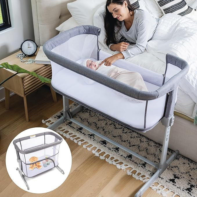 3 in 1 Baby Bassinet, Bedside Sleeper, & Playpen, Easy Folding Portable Crib (Grey)- KoolaBaby (M... | Amazon (US)