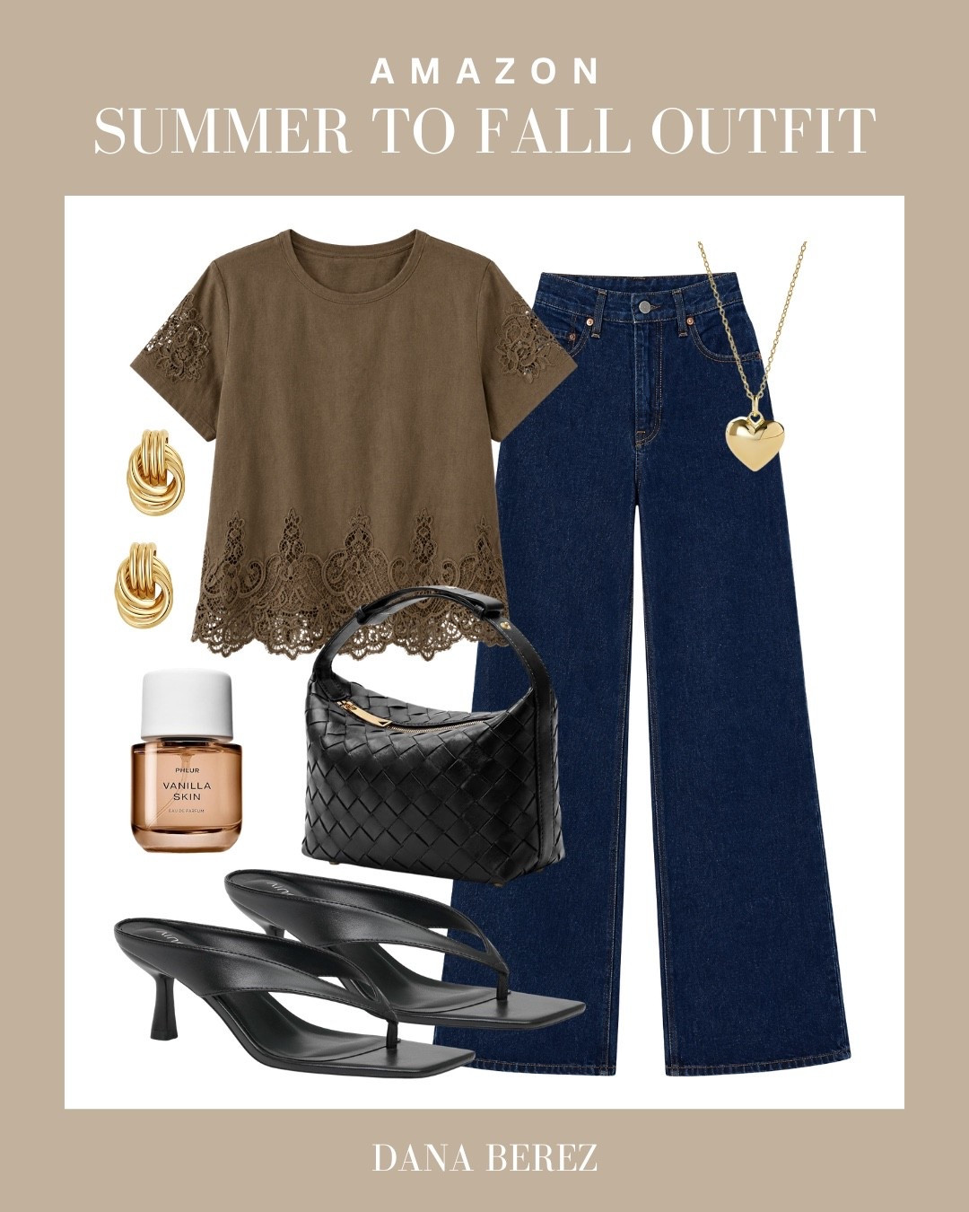 Rich chocolate lace, dark wash denim, and sleek black accessories create an effortless look that carries you from late summer into fall. Classic, polished, and easy to recreate for everyday style.

summer to fall outfit, Amazon fashion, fall transition outfit, chocolate brown top, lace blouse, dark wash jeans, black woven bag, kitten heel sandals, gold jewelry, everyday style, effortless chic, neutral outfit, elevated casual, fall fashion, Amazon finds

#LTKootd #LTKMidsize #LTKWorkwear