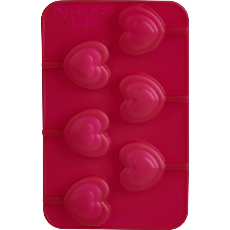 Trudea Heart Lollipop Mold, Set of 2, Silicone, Red, 6 Count | Walmart (US)