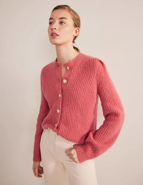 Ribbed Gold Button Cardigan | Boden (US)