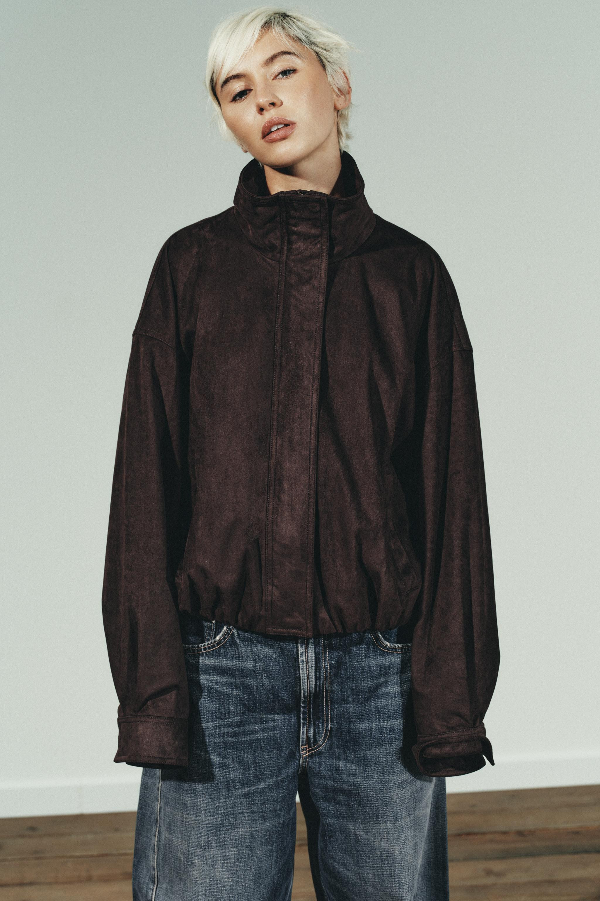 FAUX SUEDE BOMBER JACKET | Zara US