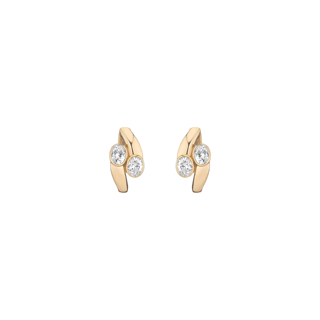 Lab Grown White Sapphire Ellipse Earrings | AUrate New York