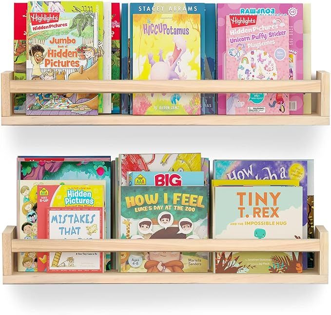 24 inch Nursery Book Shelves Set of 2， Nursery Shelves Perfect for Kids' Room, Kitchen, Bedroom... | Amazon (US)