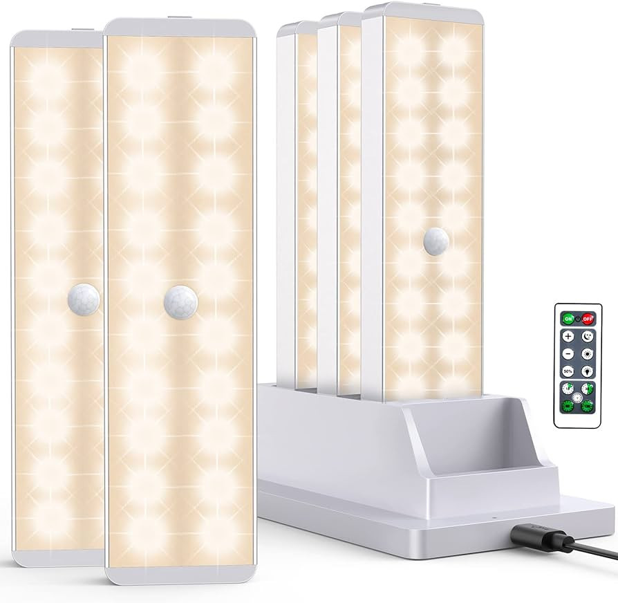 LED Closet Light with Charging Station, 20LEDs Rechargeable Motion Sensor Under Cabinet Lighting ... | Amazon (US)