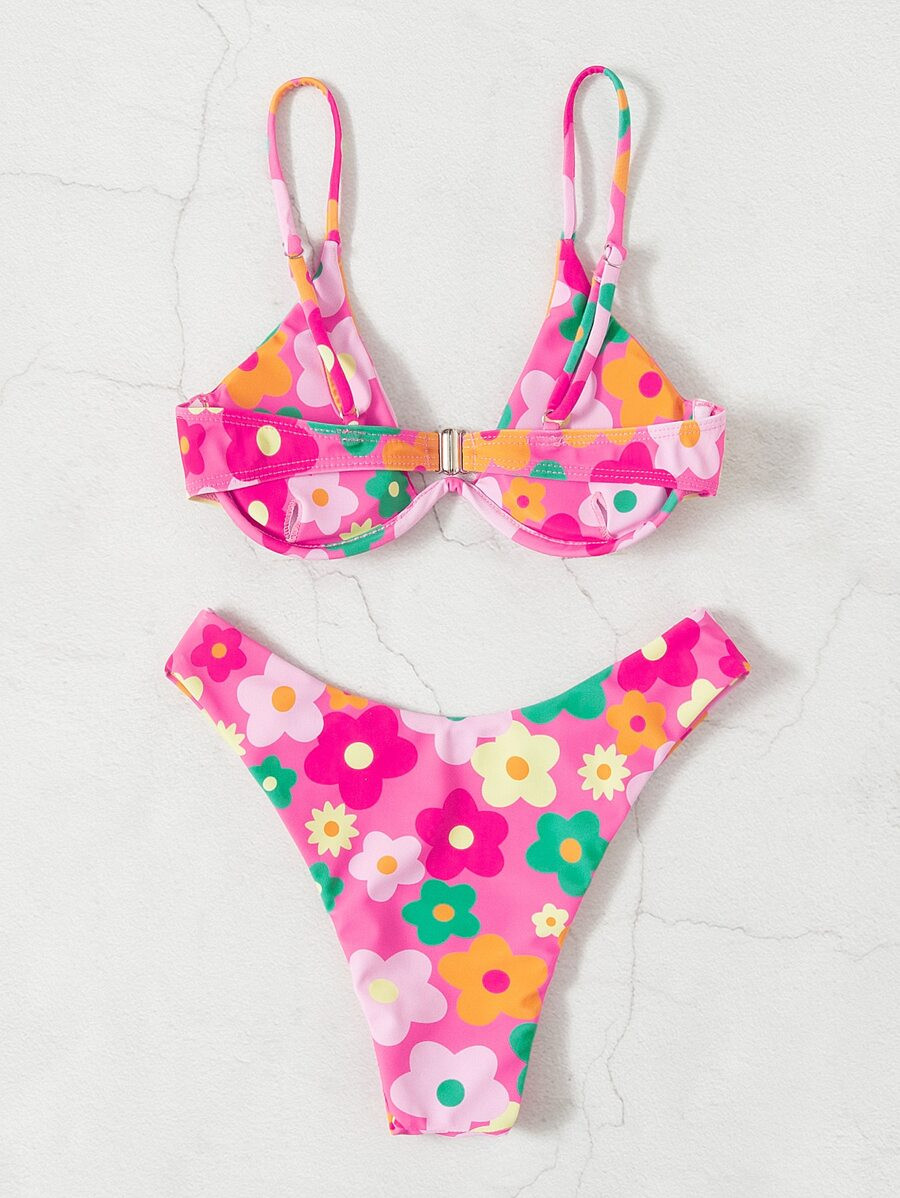Floral Print Underwire Bikini Swimsuit | SHEIN