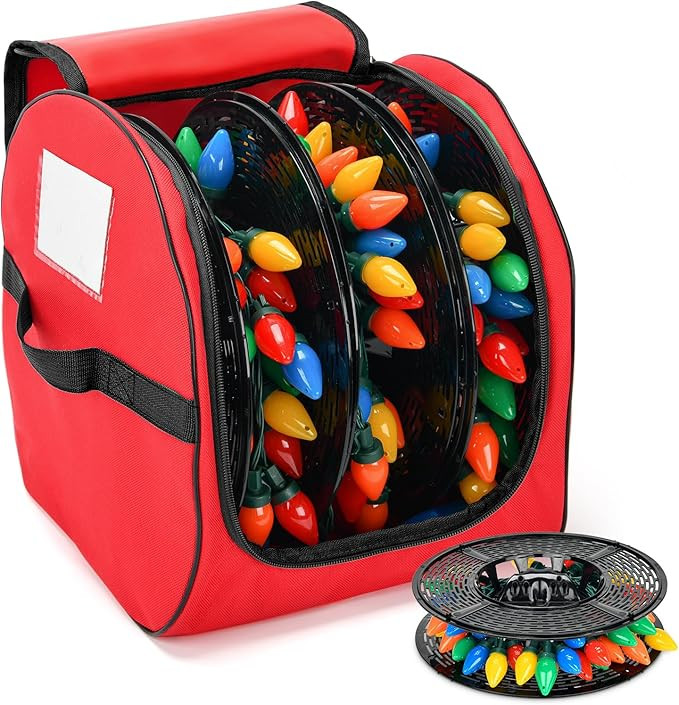 Christmas Light Storage Bag, Heavy Duty 600D Fabric with Reinforced Handle, 3 Reels Stores up to ... | Amazon (US)