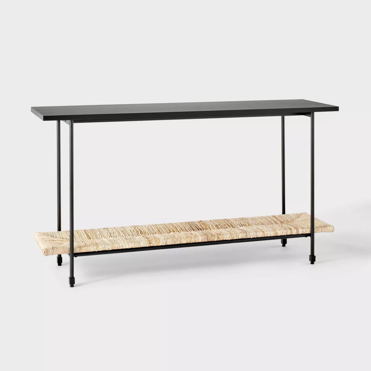 Metal and Rush Weave Top Console Table Black - Threshold™ designed with Studio McGee | Target