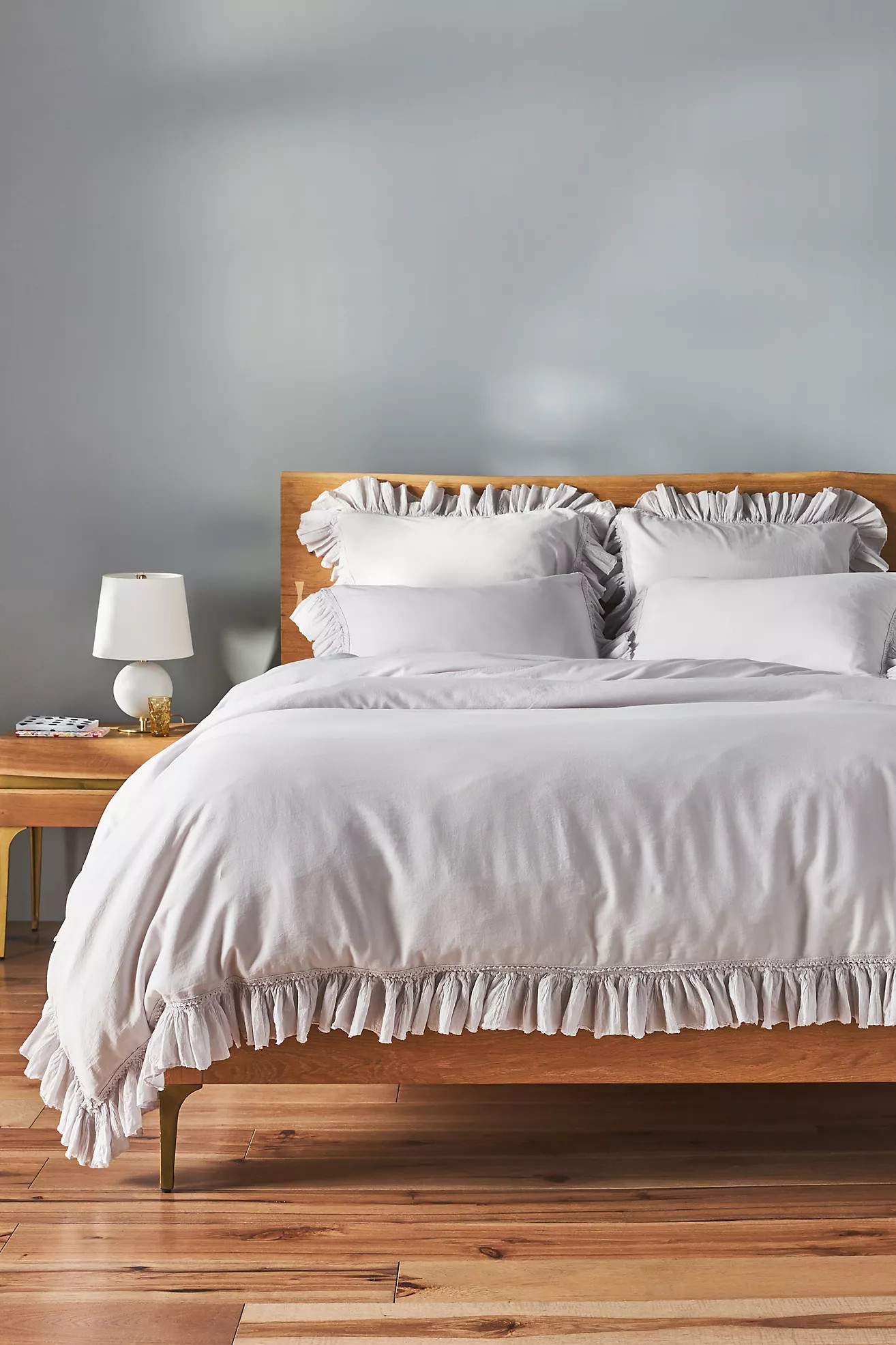 Ruffled Organic Spa Sateen Duvet Cover | Anthropologie (US)