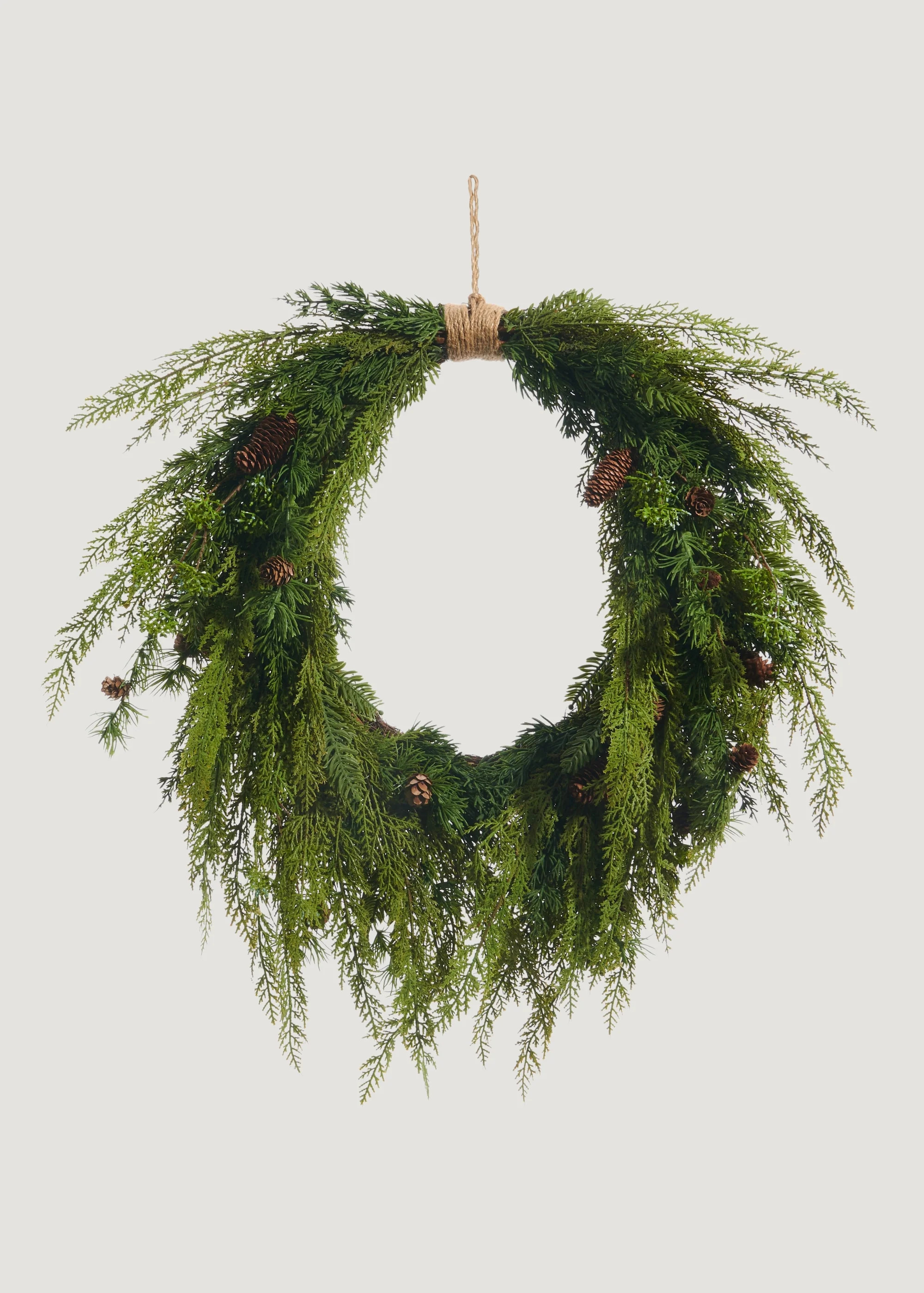 Artificial Cedar Holiday Wreath with Pine Cones - 26" | Afloral