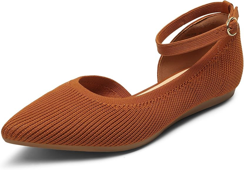DREAM PAIRS Women's Lightweight Breathable Casual Pointed Plain Comfort Soft Walking Ankle Strap ... | Amazon (US)