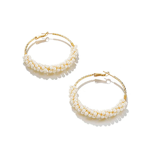 LEIGHTON Gold Pearl Hoops | J. Bubs