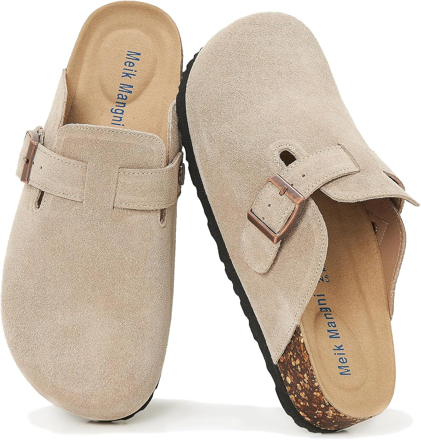 Meik Mangni Wildleder Clogs für Damen Herren Komfort Kartoffel Schuhe mit Arch Support Frauen aus Leder rutschfest Pantoletten mit Weiches Kork Fußbett,Gr.36-47 EU | Amazon (DE)