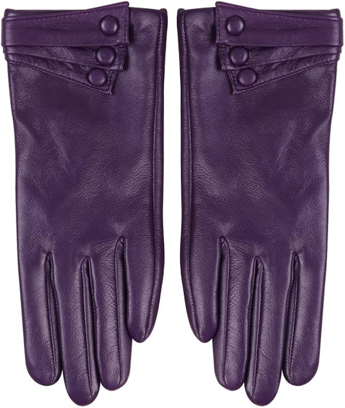 Nappaglo Nappa Leather Gloves Warm Lining Winter Button Decoration Lambskin for Women | Amazon (US)
