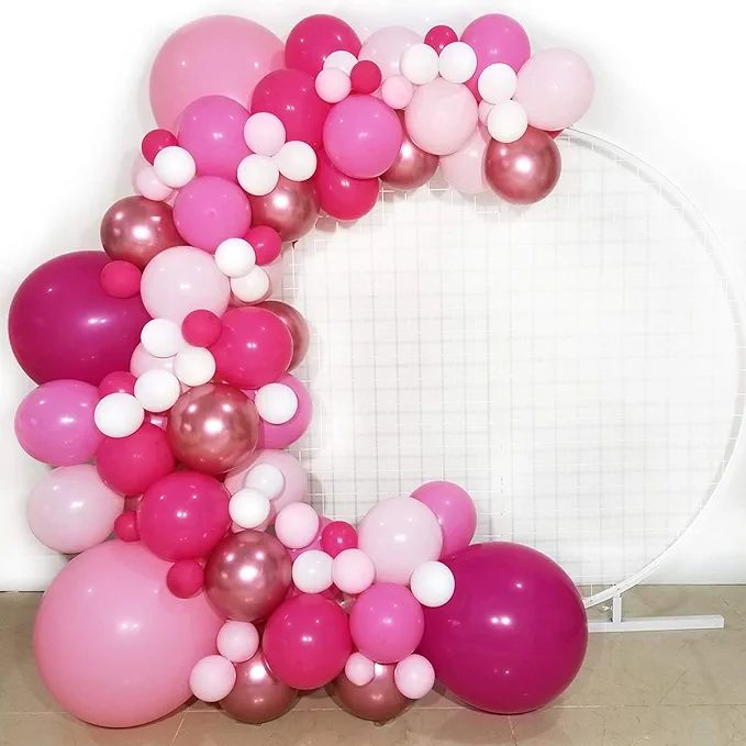 FUNPRT Pink Balloon Garland - Metallic Rose Gold Pink White Latex Balloons - for Barbie Theme Par... | Amazon (US)