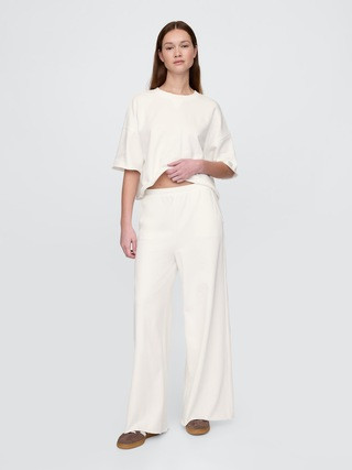French Terry Wide-Leg Rolled Hem Sweatpants | Gap (US)