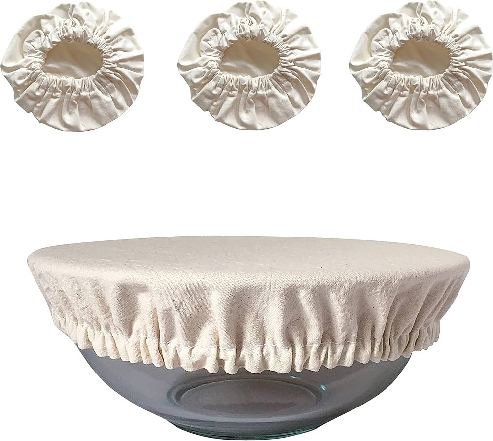 Hell Blues HB 100% Organic Elastic Food Bowl Covers 4-Pack Unbleached Stretched Food Reusable Covers | Amazon (US)