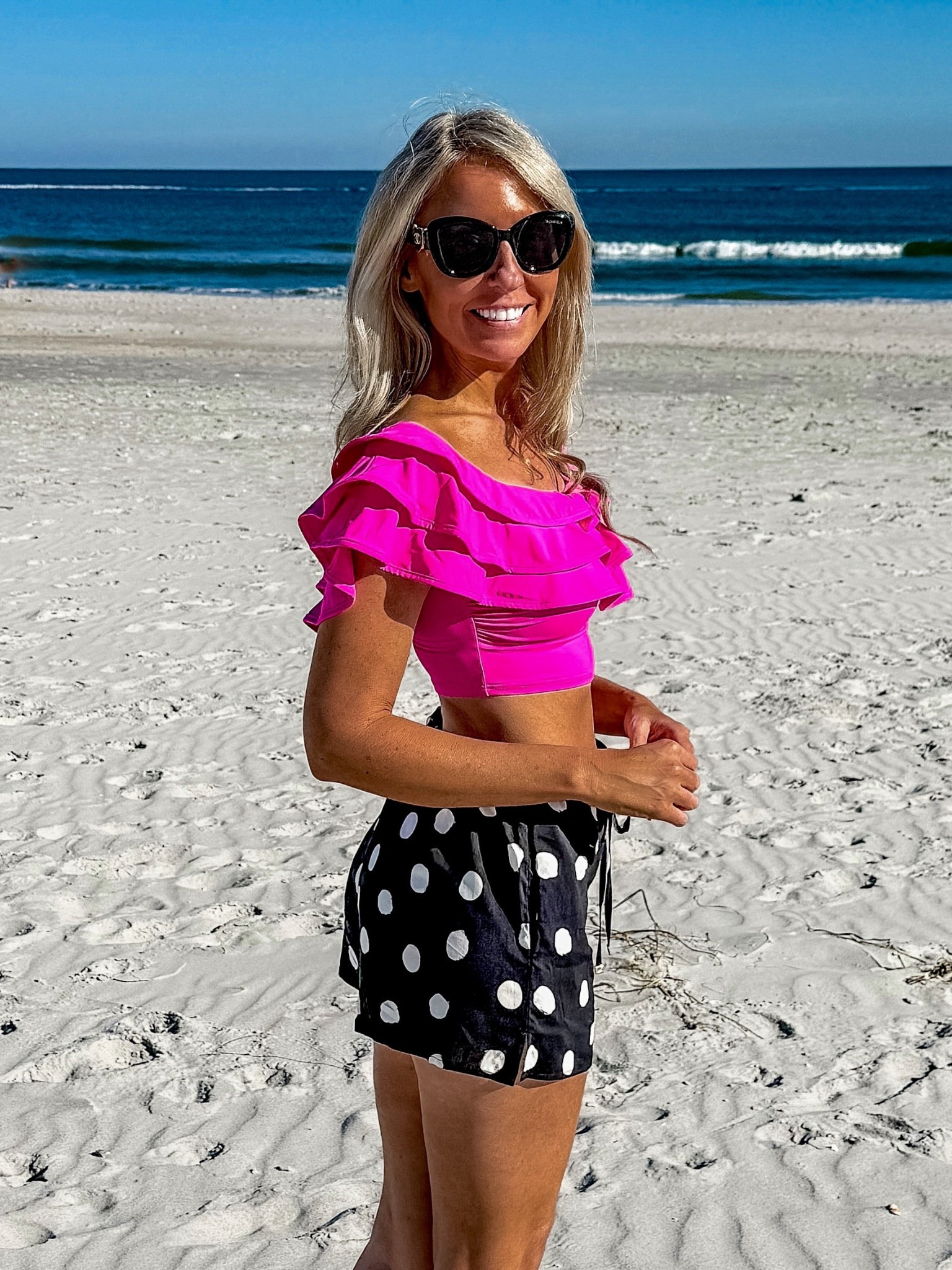 Satur-YAY🌺
Wrapping up the season in the prettiest pink ruffles from Beach2Ocean Swim by Kate Spade! #ad

I’m 5’4 and wearing a small in both🩷

Pink Ruffle Top
Swimsuits 
High Waisted Shorts
Vacation Outfit
End of Season Sales
Resort Wear
Beach Outfit
Pool Outfitt

#LTKPetite #LTKTravel #LTKSwim