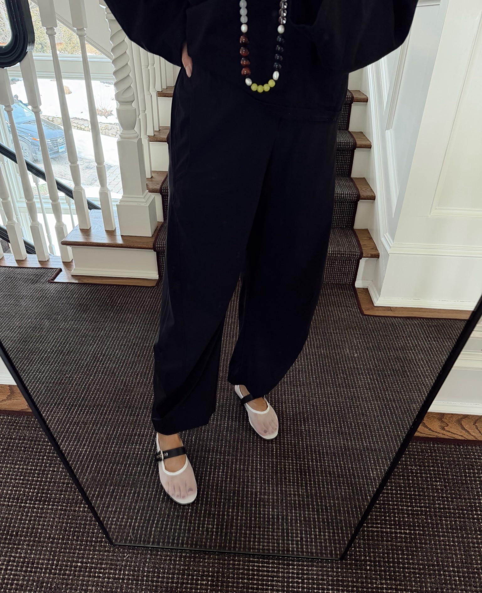 These mesh flats look like miu miu! They run a little big, I’m exchanging for a half size down! 